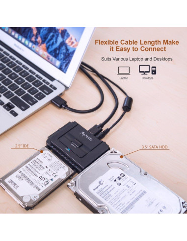 Adaptador Alxum SATA IDE a USB 3.0 para Disco Duro 2.5/3.5"