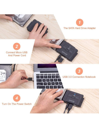Adaptador Alxum SATA IDE a USB 3.0 para Disco Duro 2.5/3.5"