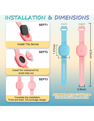 2 Pulseras de Silicona Impermeables para Tile Mate 2024 - Rosa y Azul