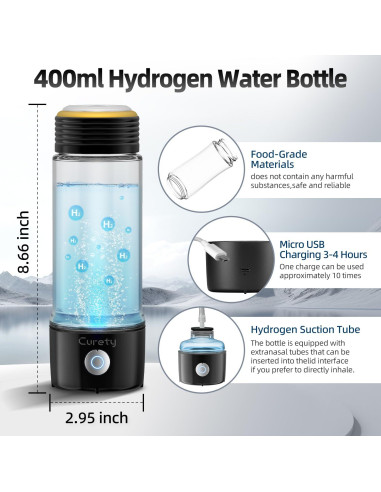 Botella de Agua de Hidrógeno Curety 303A 3 en 1 2300PPB
