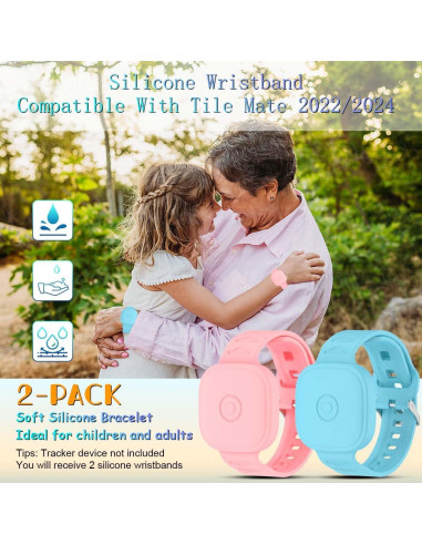 2 Pulseras de Silicona Impermeables para Tile Mate 2024 - Rosa y Azul