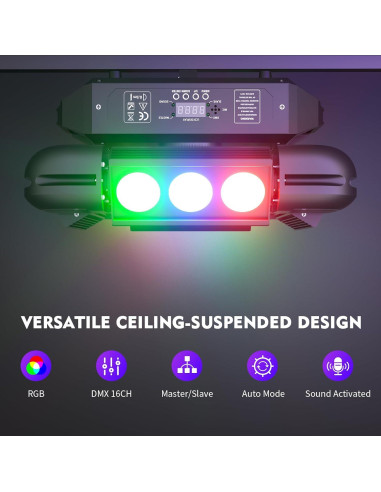 Luz de Cabeza Móvil FODEXAZY 150W RGBW Estroboscópica 16CH