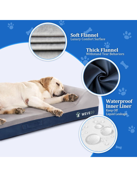Cama Ortopédica para Perros WEVEGO Grande 20 cm Espuma Memoria Cama Ortopédica para Perros WEVEGO Grande 20 cm Espuma Memoria