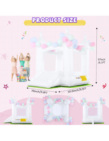 Casa Saltarina Inflable AKEYDIY Blanca 259x178x246 cm para Niños