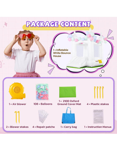 Casa Saltarina Inflable AKEYDIY Blanca 259x178x246 cm para Niños