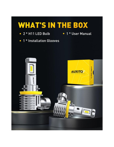 Bombillas de Luz de Niebla LED AUXITO H11 H8 6500K 30000LM Paquete de 2