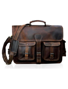 Maletín de Cuero Vintage 18" Cuero Genuino Marrón