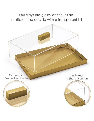 Soporte para Pastel Acrílico Elavain Rectangular Dorado 36.83x24.13cm