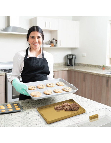 Soporte para Pastel Acrílico Elavain Rectangular Dorado 36.83x24.13cm