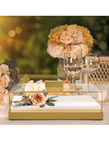 Soporte para Pastel Acrílico Elavain Rectangular Dorado 36.83x24.13cm