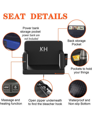 Asiento de Estadio KIMI HOUSE Calentado y Masaje Extra Ancho