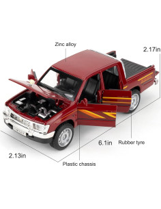 Coche de Juguete Pickup Hilux 1:32 Guarsiliymi Rojo con Luz y Sonido 2
