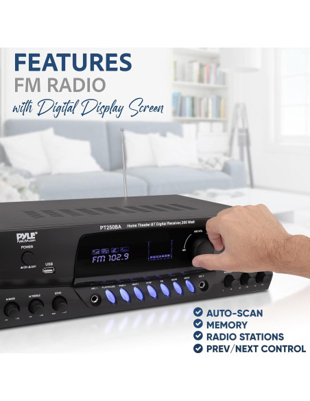Amplificador Bluetooth Inalámbrico Pyle PT250BA 200W Estéreo
