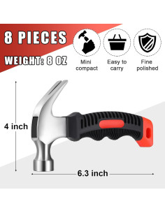 Martillo Mini 8 Piezas Minatee 16 cm 226 g Naranja y Negro 2