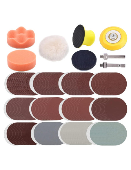 127 Discos de Lija 3" CKFCXC Grano 40-7000 con Bloque de Lijado