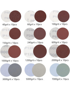 127 Discos de Lija 3" CKFCXC Grano 40-7000 con Bloque de Lijado 2