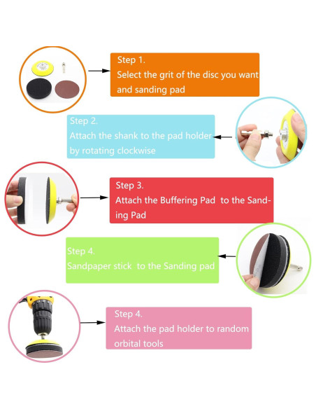 127 Discos de Lija 3" CKFCXC Grano 40-7000 con Bloque de Lijado