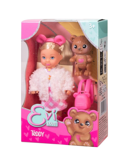 Muñeca Evi Love Teddy 12 cm con Chaqueta y Mochila - Simba