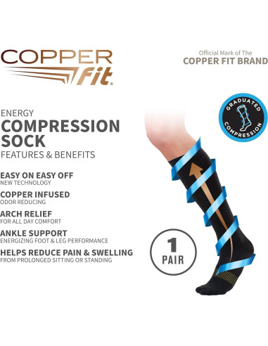 Calcetines de Compresión Energética Fáciles de Poner - Negro