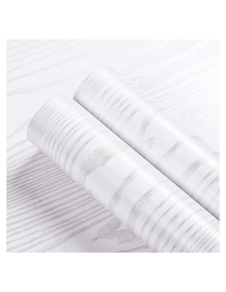Papel Tapiz Autoadhesivo Livelynine Madera Blanca 40cm x 2m