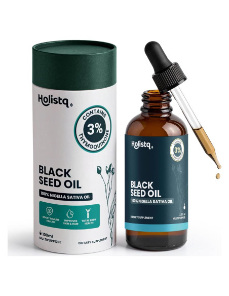 Aceite de Semilla de Comino Negro Holistiq 100 mL Orgánico Prensado en Frío