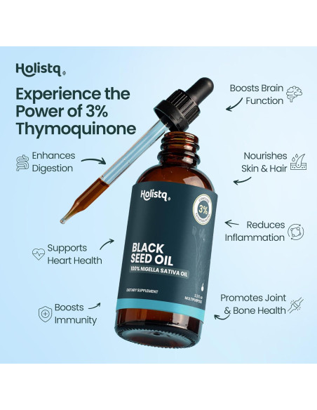 Aceite de Semilla de Comino Negro Holistiq 100 mL Orgánico Prensado en Frío