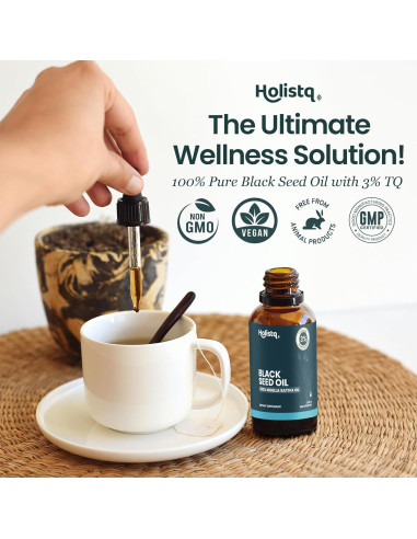 Aceite de Semilla de Comino Negro Holistiq 100 mL Orgánico Prensado en Frío