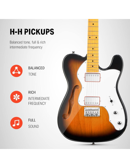 Guitarra Eléctrica Donner DJC-1000S Thinline 39" Sunburst