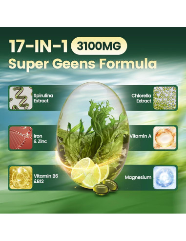 Cápsulas de Spirulina y Clorella VivoNu 3100mg - 300 Unidades