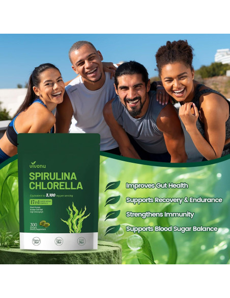 Cápsulas de Spirulina y Clorella VivoNu 3100mg - 300 Unidades