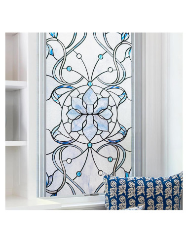 Película de Ventana Privacidad OHTMERU 42.9x100.2cm Flor Azul
