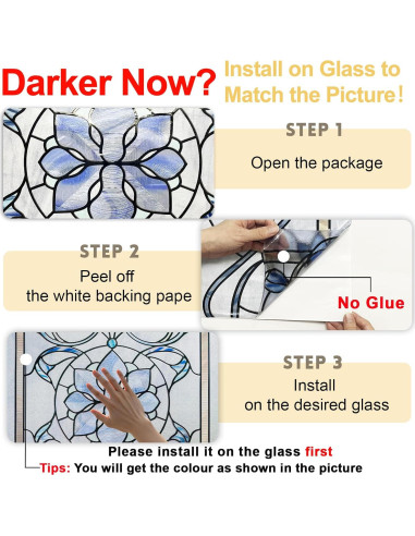 Película de Ventana Privacidad OHTMERU 42.9x100.2cm Flor Azul