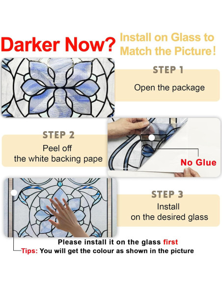 Película de Ventana Privacidad OHTMERU 42.9x100.2cm Flor Azul Película de Ventana Privacidad OHTMERU 42.9x100.2cm Flor Azul