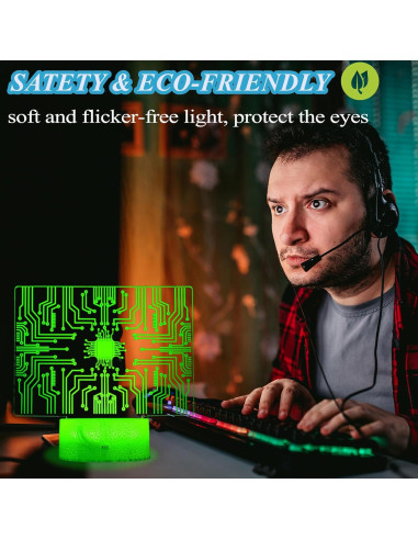 Luz Nocturna 3D Geek Zhongshan MY-3D, 16 Colores, Control Remoto