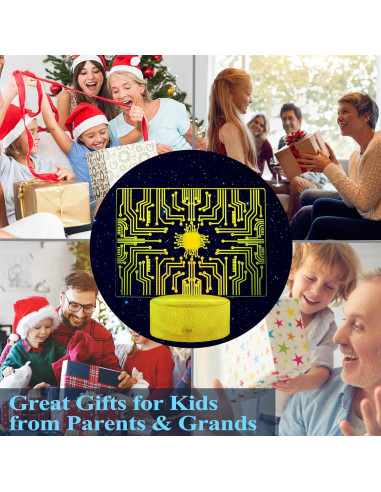 Luz Nocturna 3D Geek Zhongshan MY-3D, 16 Colores, Control Remoto