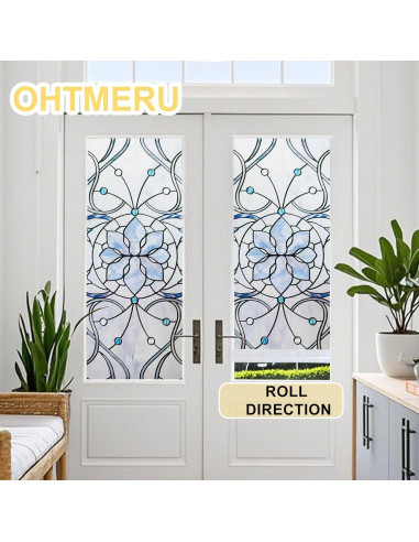Película de Ventana Privacidad OHTMERU 42.9x100.2cm Flor Azul