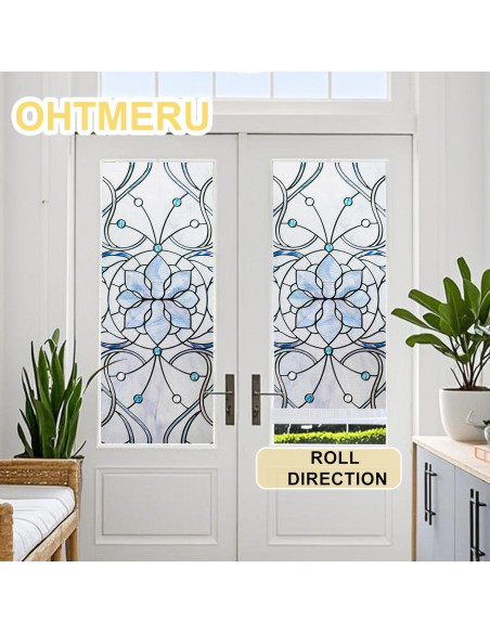 Película de Ventana Privacidad OHTMERU 42.9x100.2cm Flor Azul Película de Ventana Privacidad OHTMERU 42.9x100.2cm Flor Azul