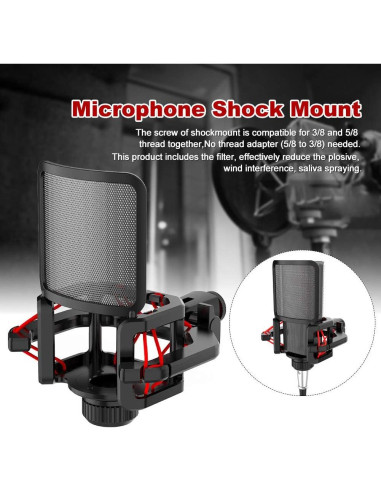 Soporte de micrófono universal QKDS con filtro antivibración
