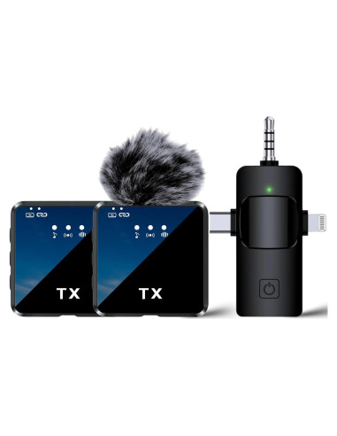 Micrófono Lavalier Inalámbrico FOKiRa 3 en 1 con Cancelación de Ruido