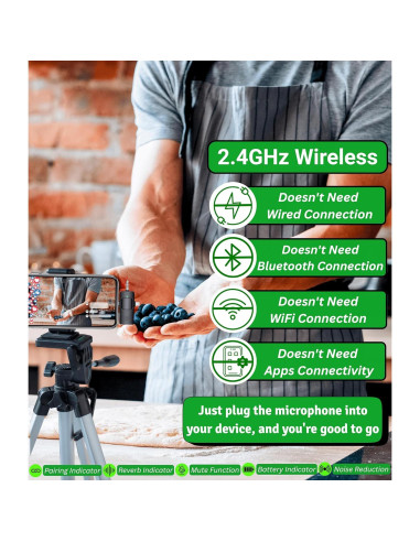 Micrófono Lavalier Inalámbrico FOKiRa 3 en 1 con Cancelación de Ruido