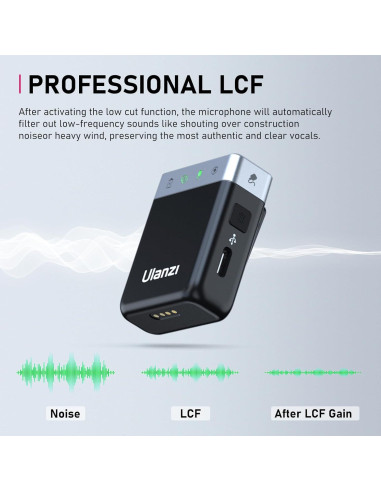 Micrófono Lavalier Inalámbrico ULANZI AM18, 200m, Cancelación de Ruido