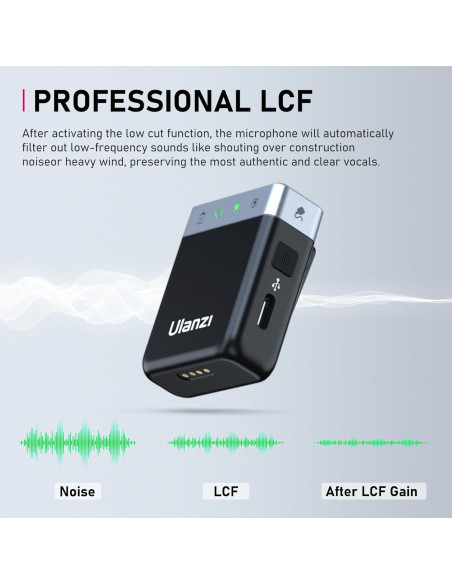 Micrófono Lavalier Inalámbrico ULANZI AM18, 200m, Cancelación de Ruido