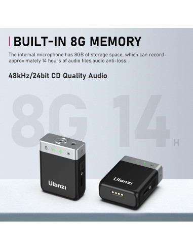 Micrófono Lavalier Inalámbrico ULANZI AM18, 200m, Cancelación de Ruido