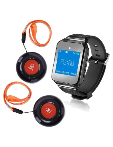 Botón de Llamada Inalámbrico CallToU con 2 Botones y Reloj