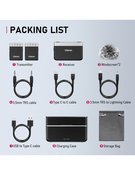 Micrófono Lavalier Inalámbrico ULANZI AM18, 200m, Cancelación de Ruido
