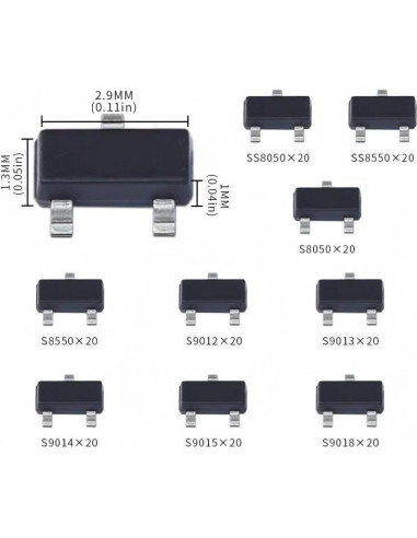 Kit de 180 Transistores SMD SOT-23 VANXY - 9 Valores