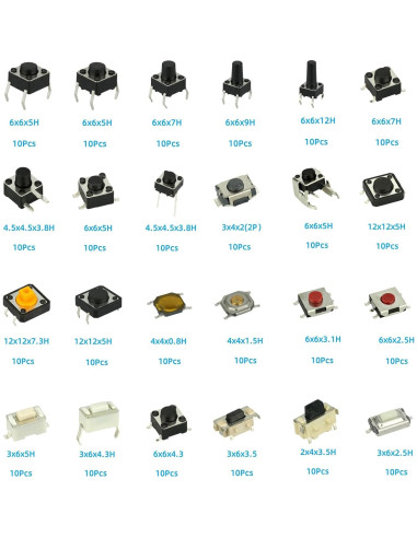 Kit de 240 Interruptores Micro Táctiles MTDELE para Electrodomésticos