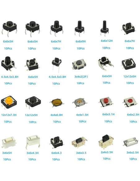 Kit de 240 Interruptores Micro Táctiles MTDELE para Electrodomésticos