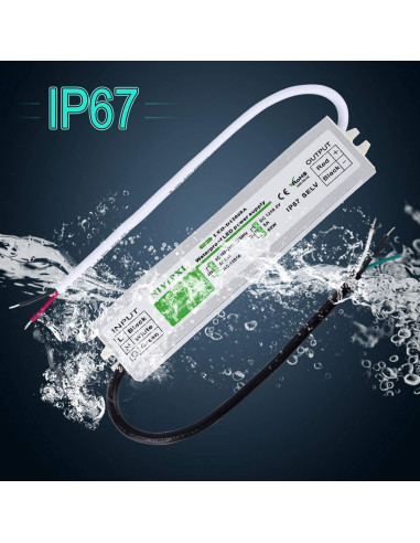 Transformador LED 60W NIYIPXL IP67 12V CC a prueba de agua
