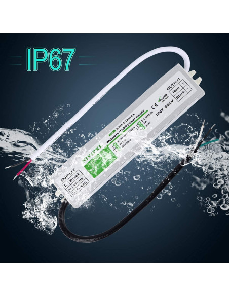 Transformador LED 60W NIYIPXL IP67 12V CC a prueba de agua